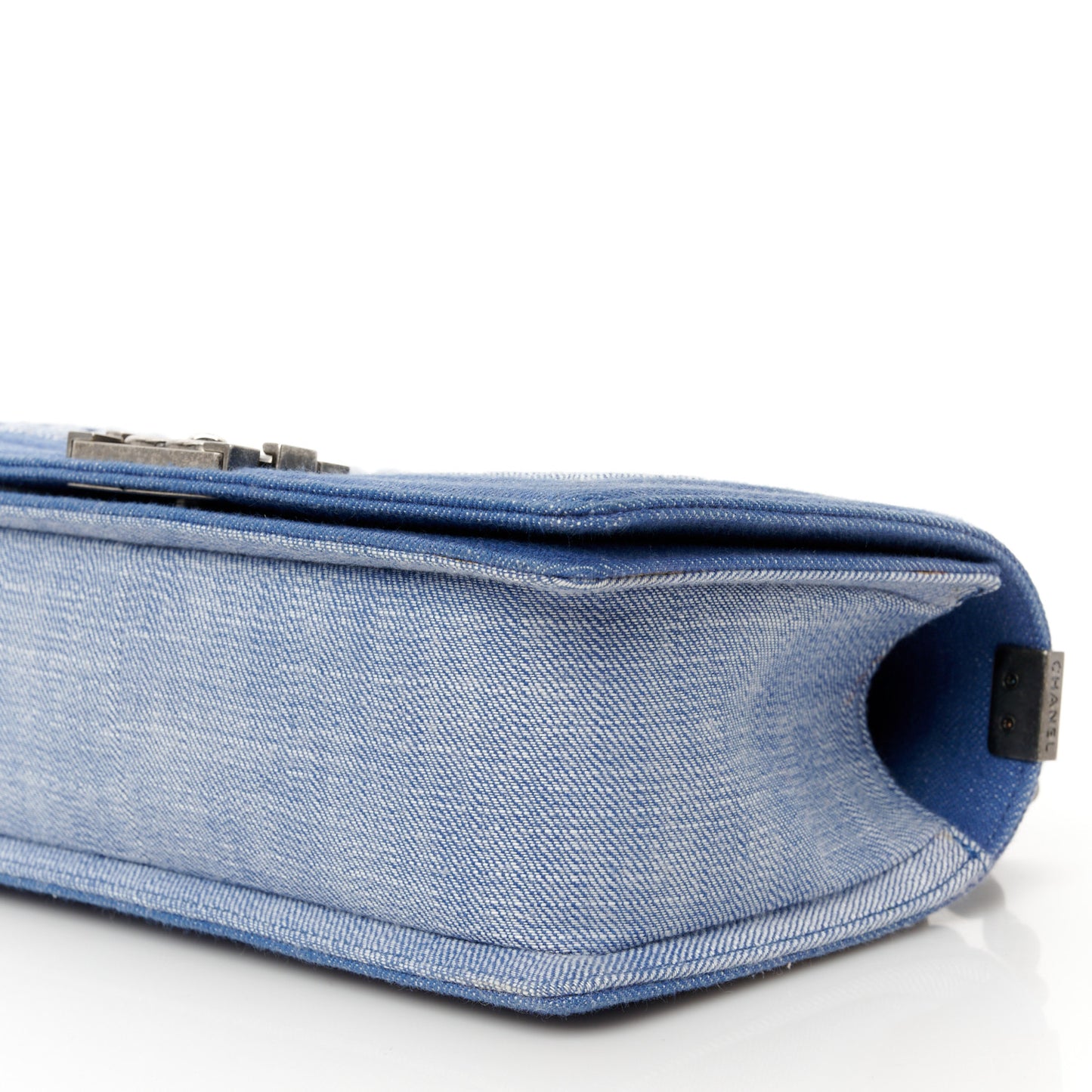 Denim Chevron Quilted Medium Boy Flap Blue