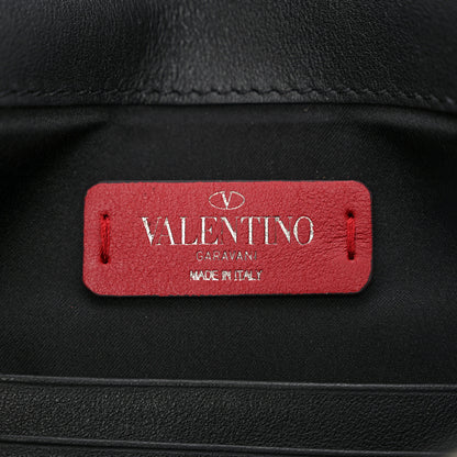 Valentino Garavani Vitello Chevron Rockstud Rolling Envelope Clutch Light Ivory Black 6 of 6