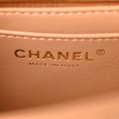 Chanel Lambskin Quilted Mini Top Handle Rectangular Flap Dark Beige 6 of 10