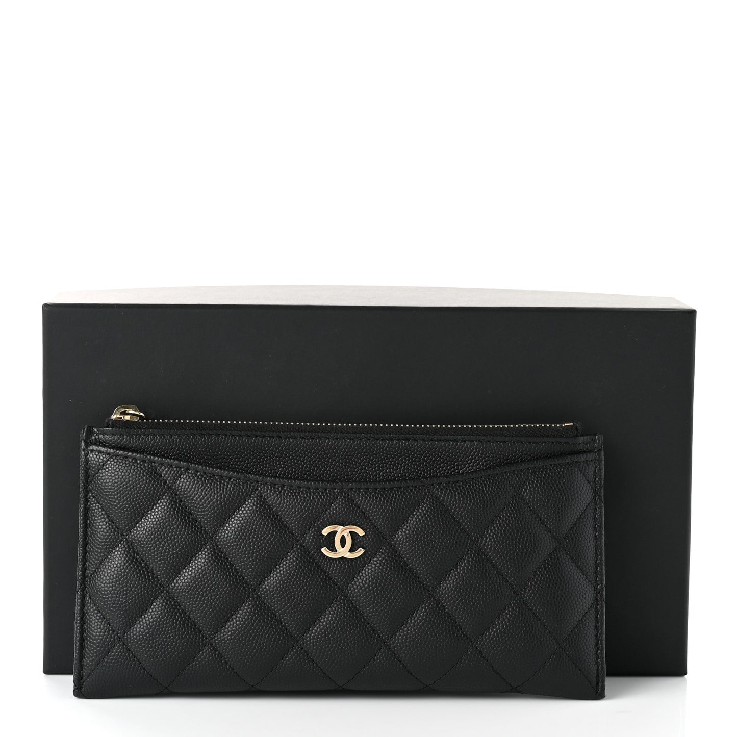 Caviar Quilted Classic Zip Pouch Black