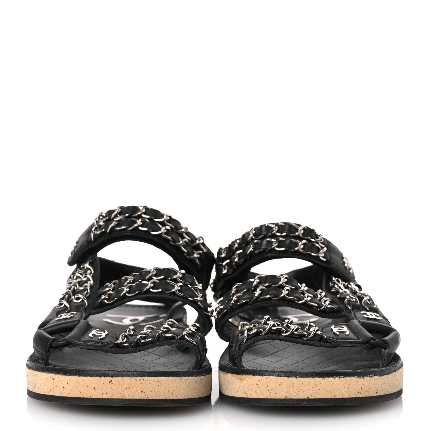 Chanel Lambskin Chain Sandals 35 Black 3 of 15