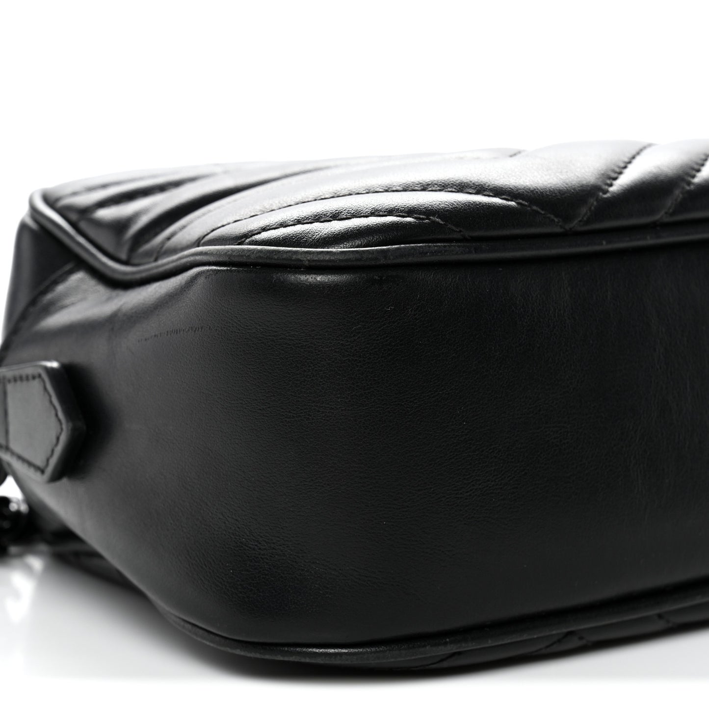 Calfskin Matelasse Monochrome Small GG Marmont Chain Shoulder Bag Black