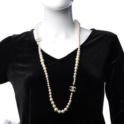 Chanel Graduated Pearl CC Long Necklace Light Gold 2 of 7