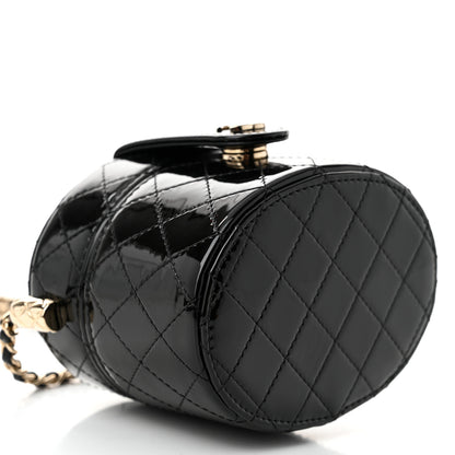 Chanel Patent Quilted Round Small Vanity With Chain Black 9 of 10
