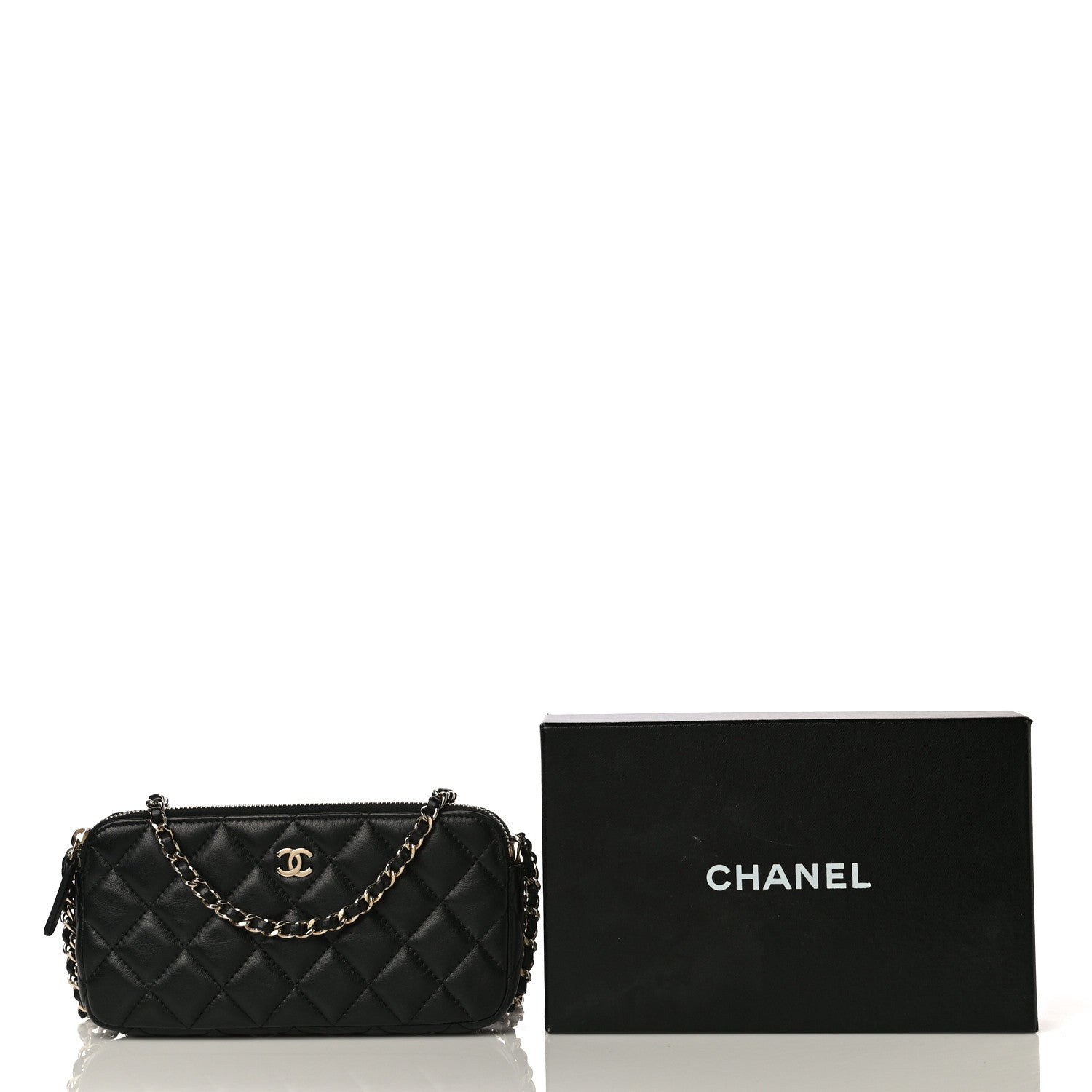 Chanel Lambskin Quilted Small Clutch With Chain Black 12 of 12