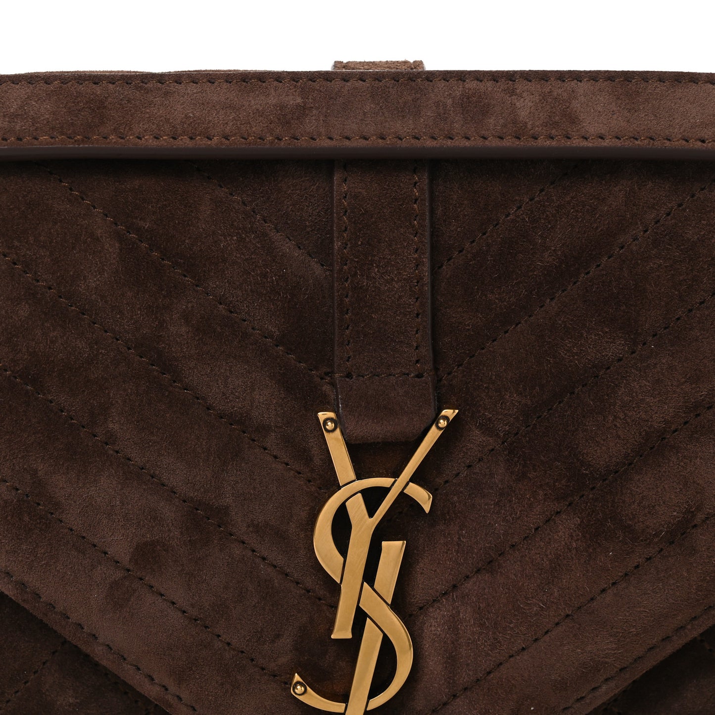 Suede Mixed Matelasse Triquilt Medium Monogram Envelope Satchel Bark Brown