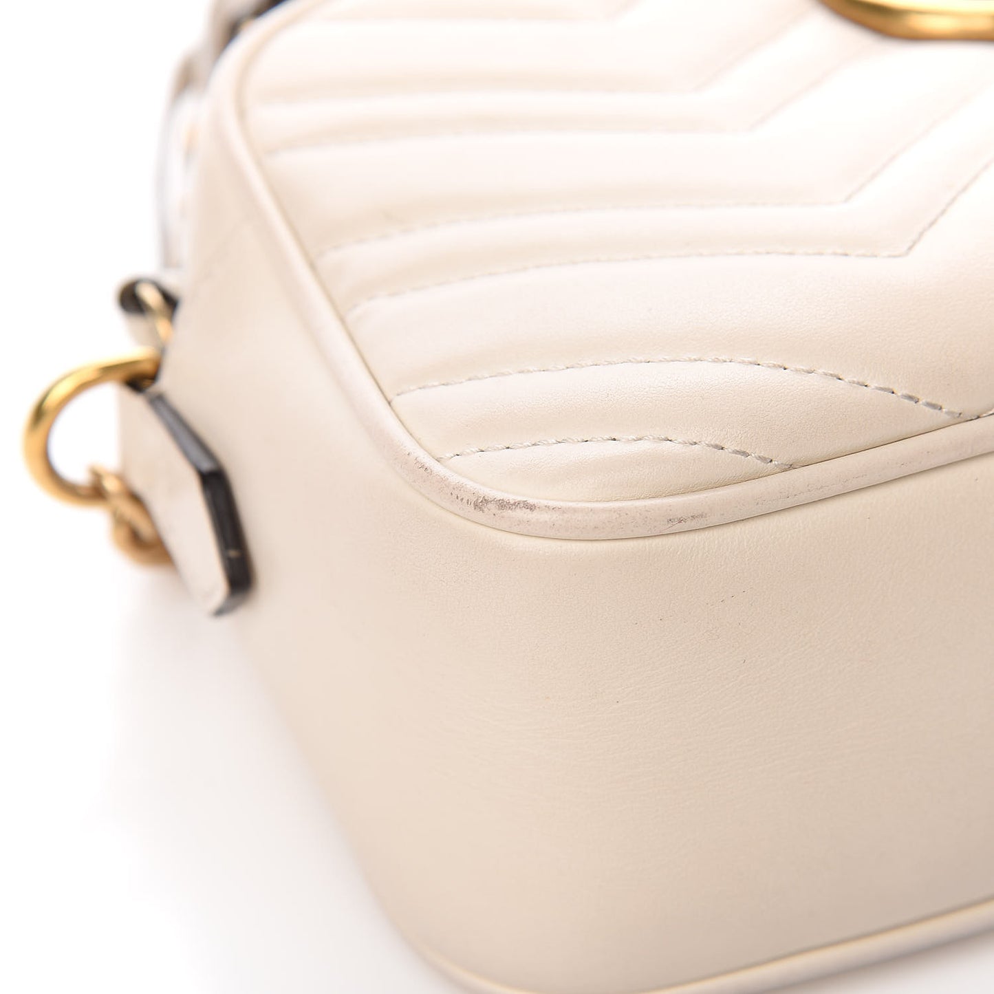 Calfskin Matelasse Small GG Marmont Chain Shoulder Bag White