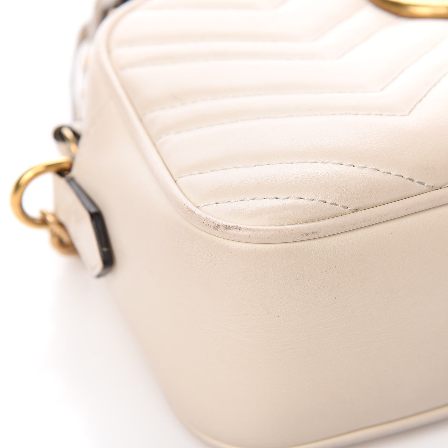 Gucci Calfskin Matelasse Small GG Marmont Chain Shoulder Bag White 8 of 15