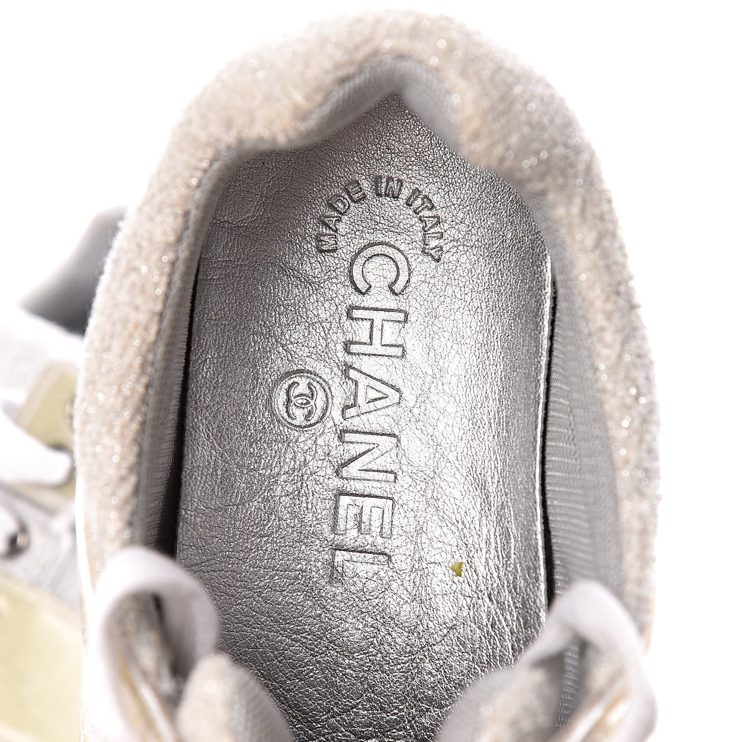 Iridescent Terry Cloth PVC Calfskin Sneakers 37.5 Silver