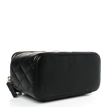 Chanel Lambskin Quilted Small Pearl Crush Vanity Case With Chain Black 4 of 9