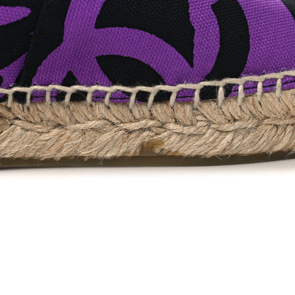 Chanel Cotton Grosgrain CC Printed Espadrilles 38 Purple Black 10 of 11