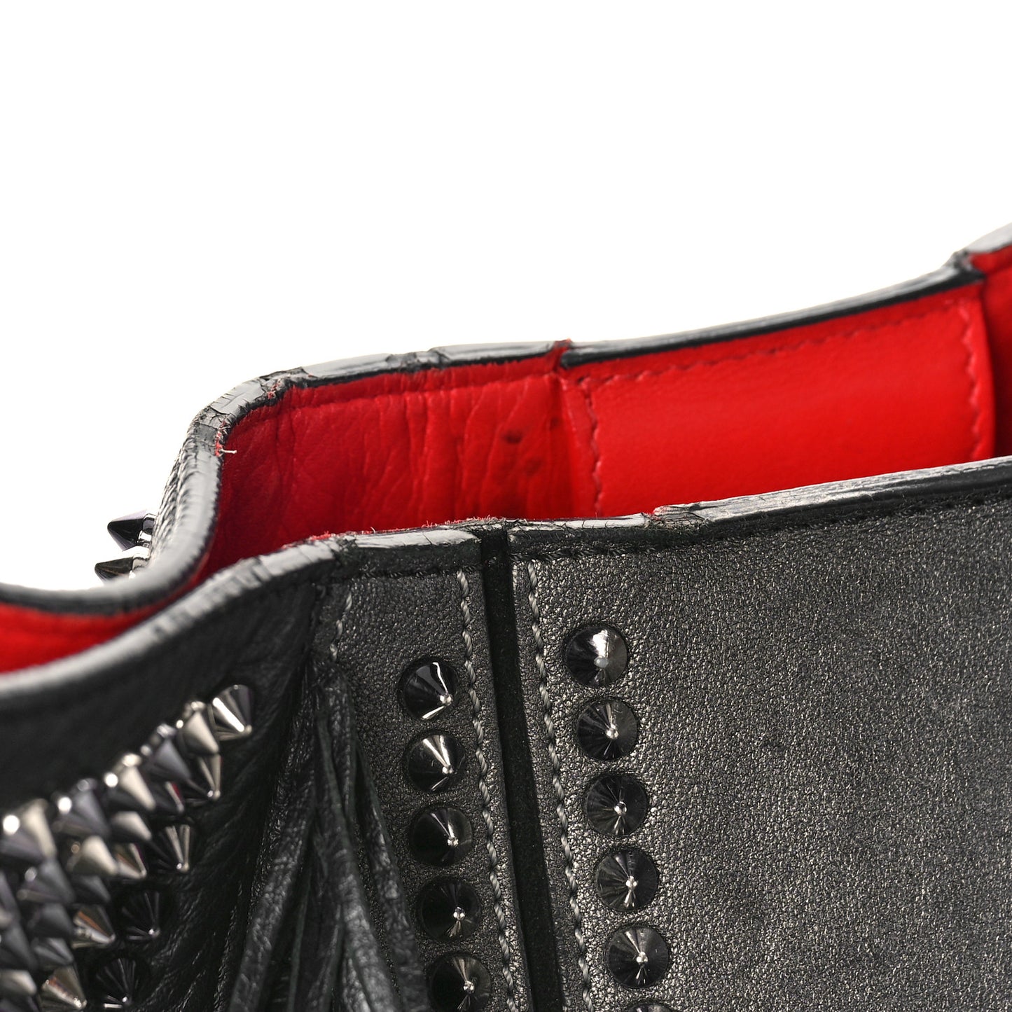 Metallic Sheepskin Spikes Fringed Lucky L Hobo Anthracite