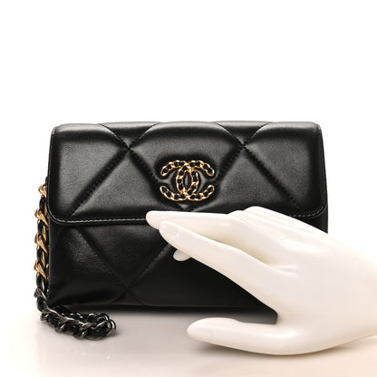 Chanel Lambskin Quilted Chanel 19 Flap Clutch Black 3 of 21