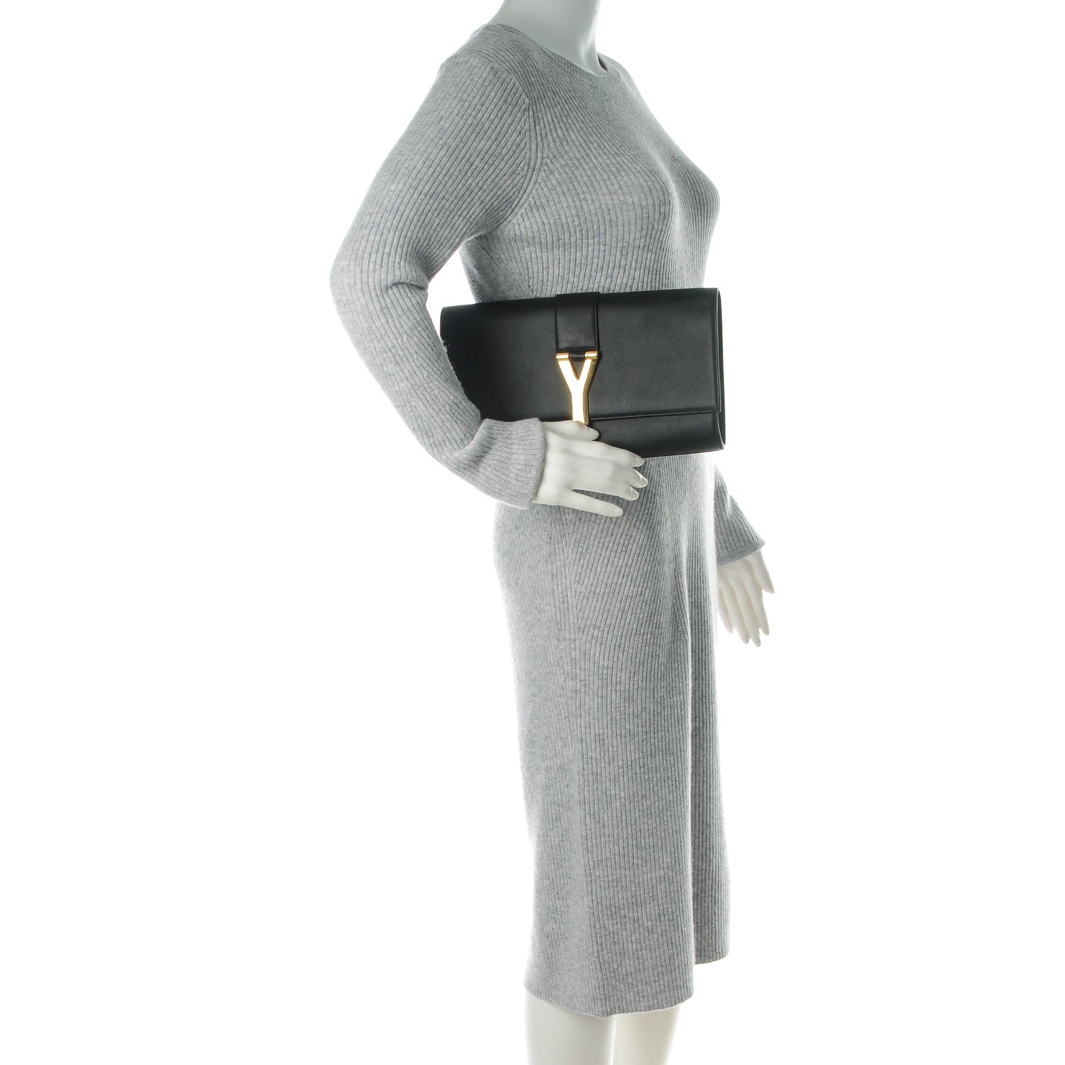 Saint Laurent Calfskin Classic Y Ligne Clutch Black 2 of 7
