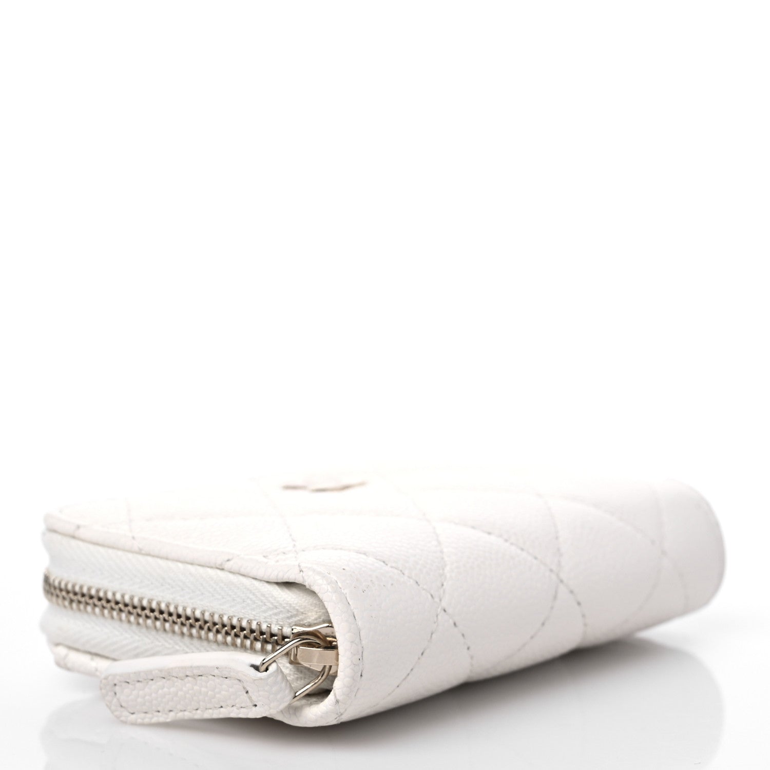 Chanel Caviar Quilted Zip Coin Purse White 4 of 8