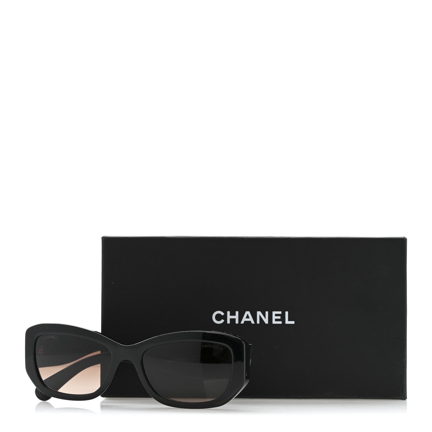 Chanel Acetate Rectangle Sunglasses 5493-A Black Brown 8 of 8