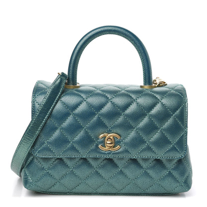 Chanel Metallic Caviar Quilted Mini Coco Handle Flap Blue 1 of 11