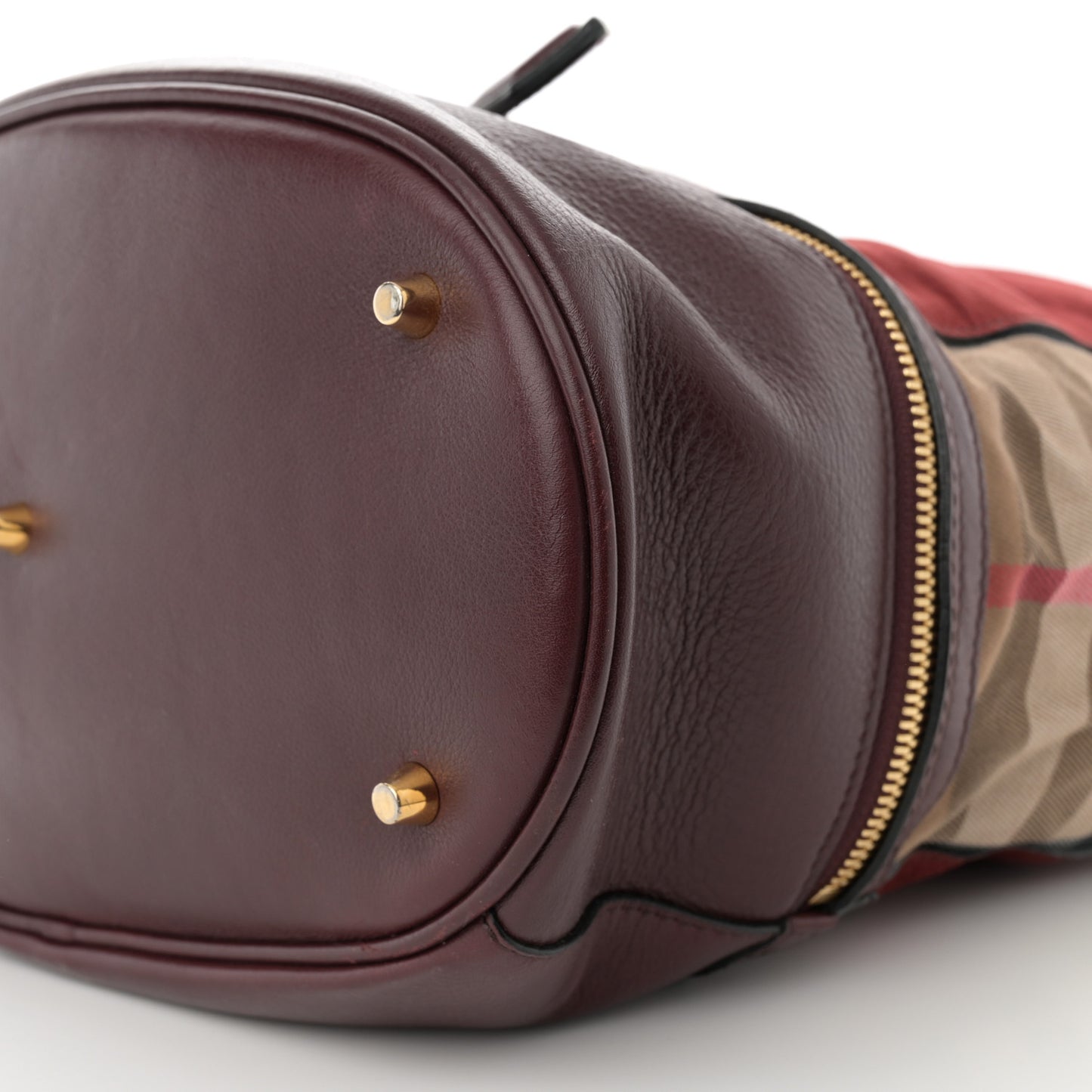 Nubuck Canvas Check Beckett Bucket Bag Deep Claret