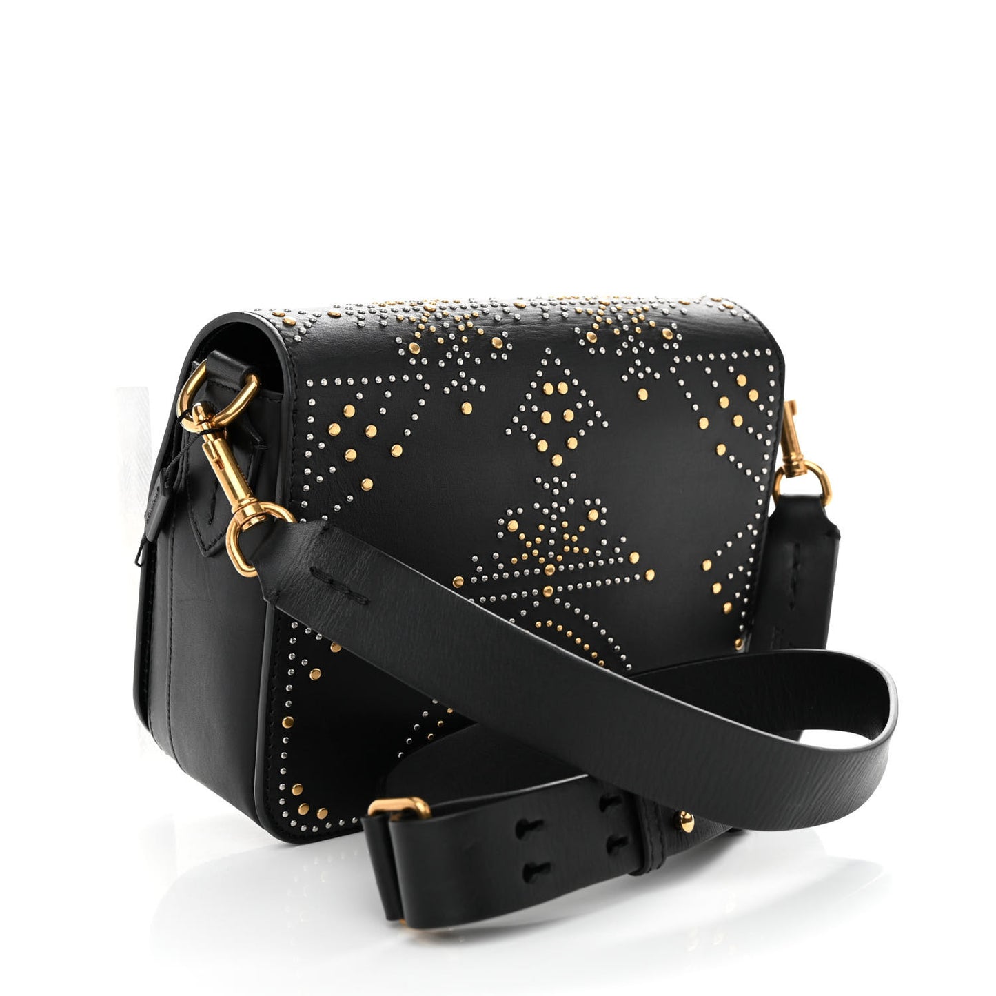 Calfskin Studded Square Satchel Black