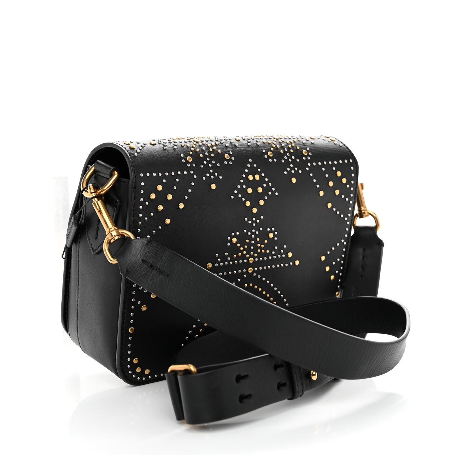 Burberry Calfskin Studded Square Satchel Black 3 of 9
