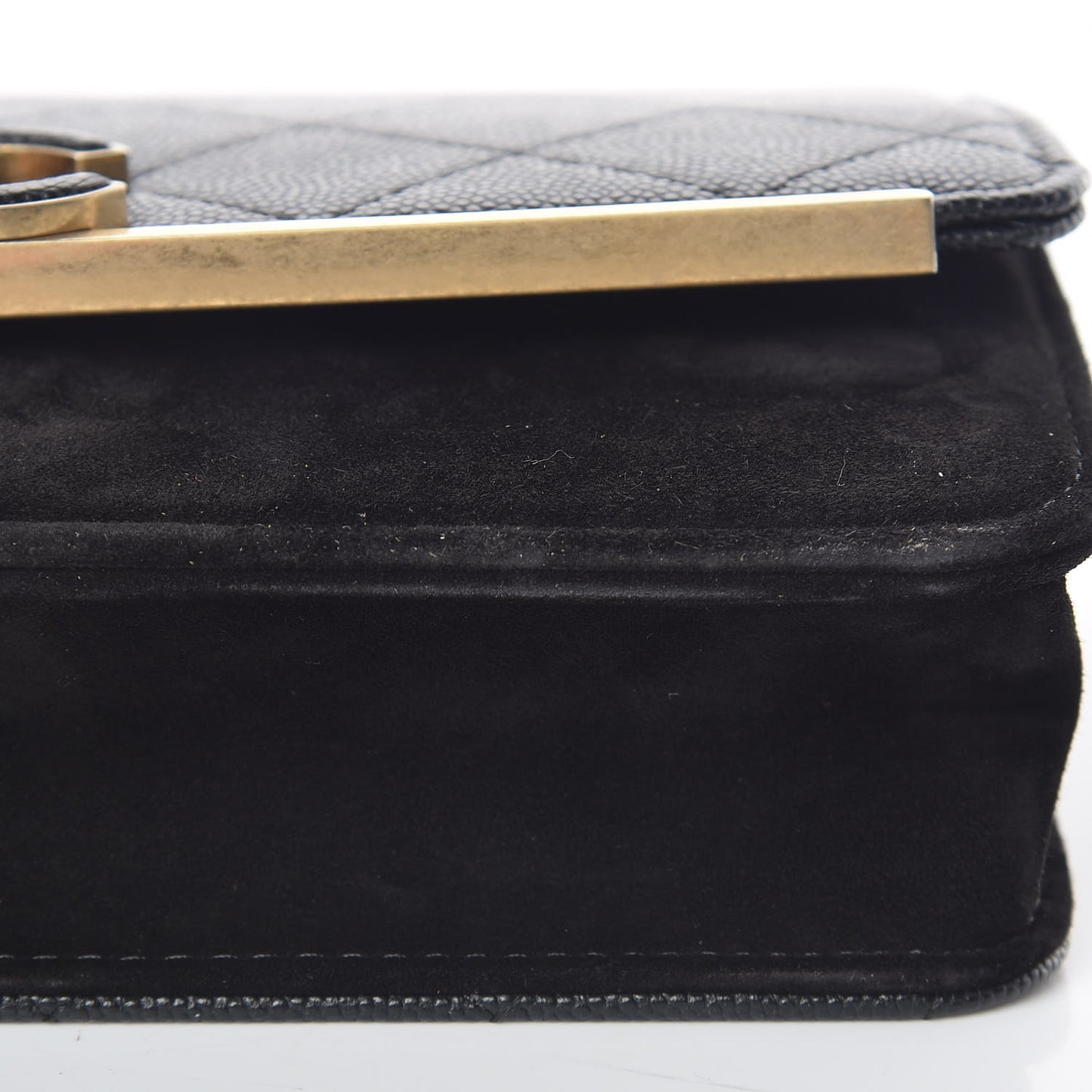 Caviar Suede Stitched Lady Coco Wallet On Chain WOC Black