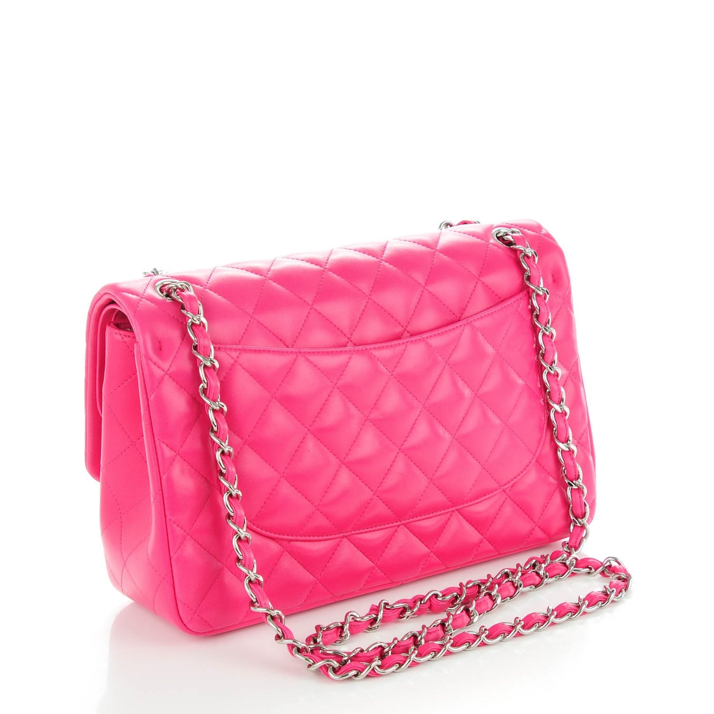 Lambskin Quilted Jumbo Double Flap Dark Pink