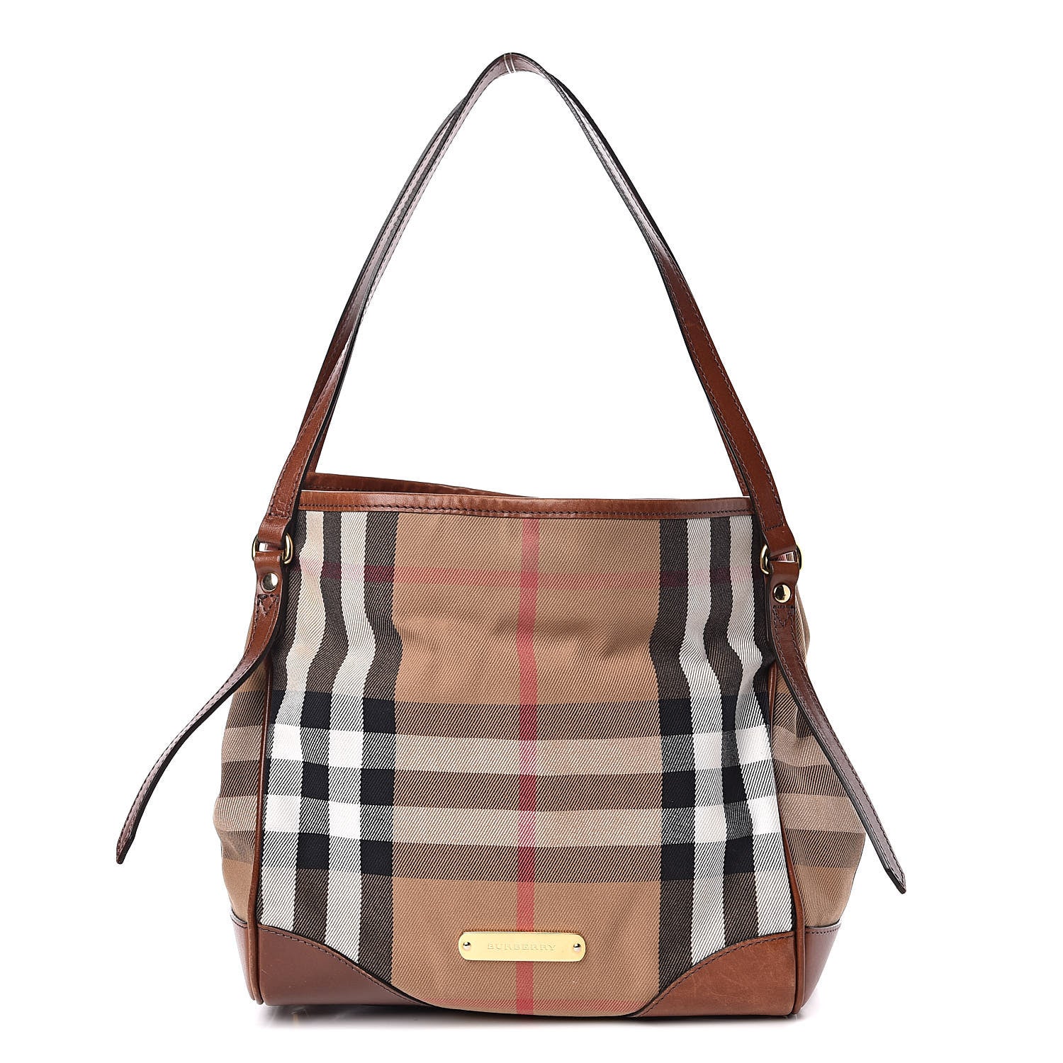 Burberry House Check Small Canterbury Tote Dark Tan 1 of 15