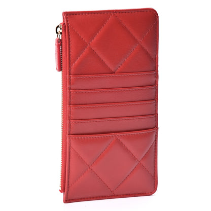 Chanel Shiny Goatskin Quilted 19 Flat Wallet Pouch Red 2 of 9