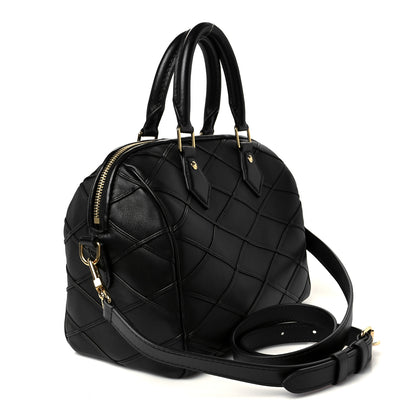 Louis Vuitton Lambskin Malletage Speedy Bandouliere 25 Black 3 of 11