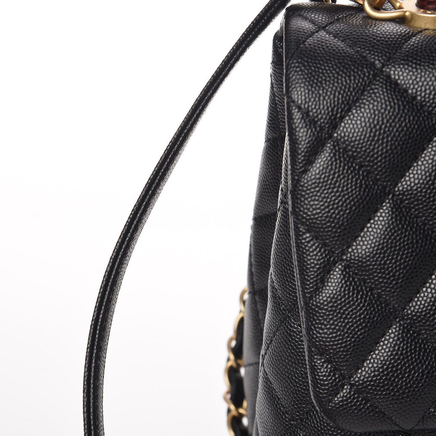 Caviar Lizard Embossed Quilted Small Coco Handle Flap Black