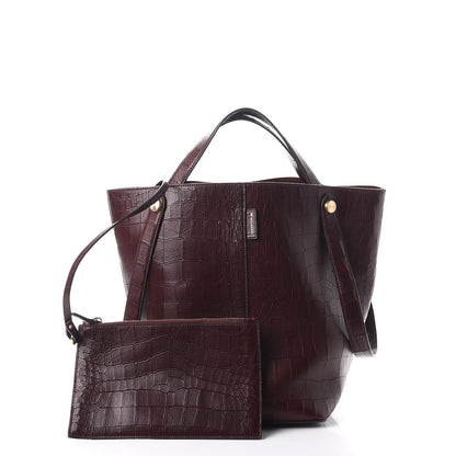 Mulberry Deep Calfskin Crocodile Embossed Kite Bucket Bag Oxblood 3 of 15