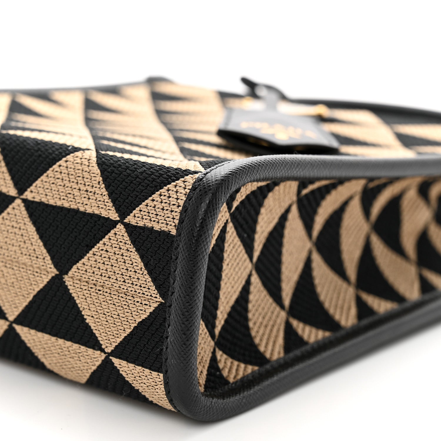 Prada Jacquard Saffiano Triangolo Symbole Embroidered Micro Tote Black Corda 10 of 11