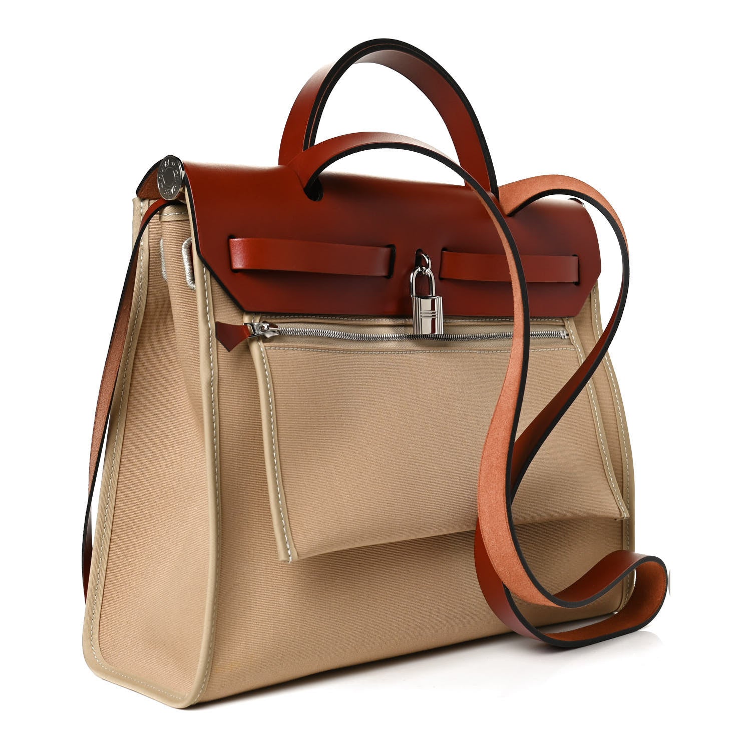 Hermes Vache Hunter Toile Herbag Zip 31 PM Trench Cuivre 3 of 12