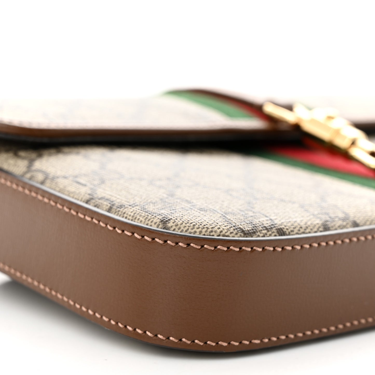 GG Supreme Monogram Azalea Calfskin Web Jackie 1961 Belt Bag 100 40 Beige Ebony Brown Sugar