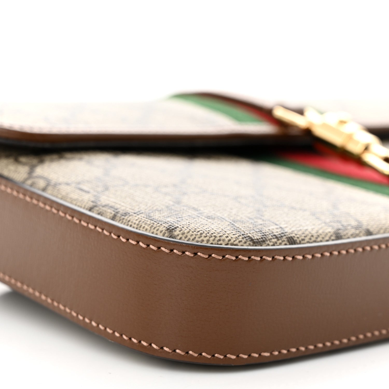 Gucci GG Supreme Monogram Azalea Calfskin Web Jackie 1961 Belt Bag 100 40 Beige Ebony Brown Sugar 9 of 11