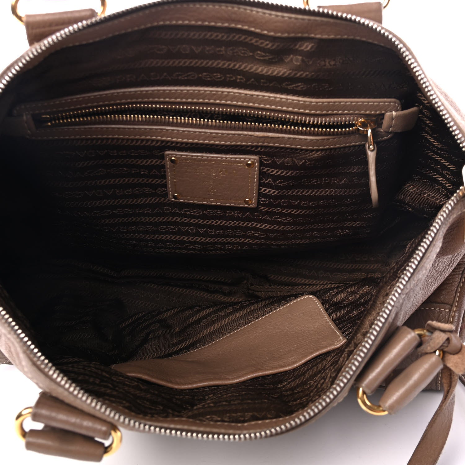 Prada Cervo Deerskin Shopping Satchel Visone 4 of 4