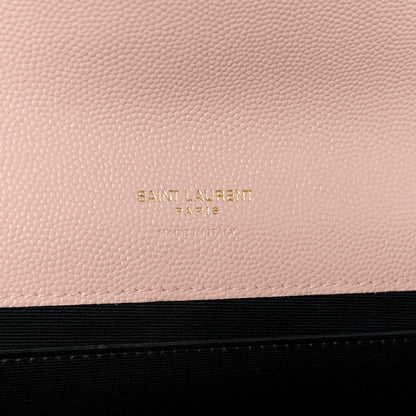 Saint Laurent Grain De Poudre Matelasse Chevron Monogram Envelope Clutch Pink 6 of 10