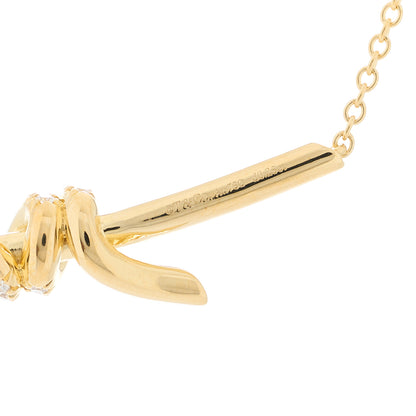 Tiffany 18K Yellow Gold Diamond Knot Necklace 5 of 6