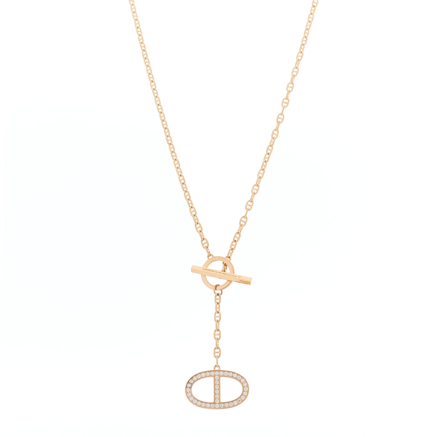18K Rose Gold Diamond GM Chaine D'Ancre Contour Pendant Necklace