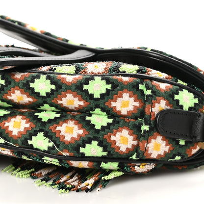 Christian Dior Beaded Fringe Mini Saddle Bag Green Multicolor 10 of 11