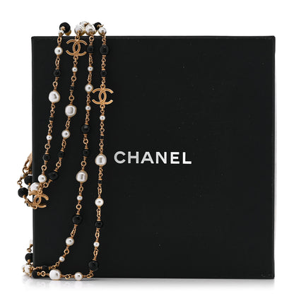Chanel Pearl Bead CC Long Necklace Ruthenium Black 6 of 6