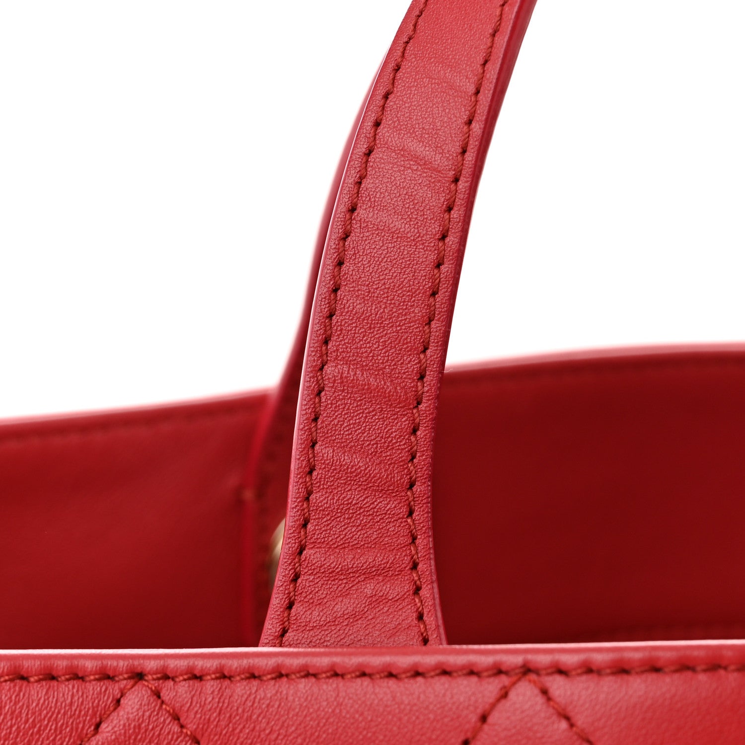 Chanel Calfskin Stitch Medium Ring My Bag Shopping Tote Red 13 of 13