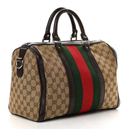 Gucci Monogram Vintage Web Medium Boston Dark Brown 2 of 14