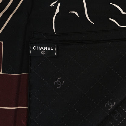 Chanel Silk Apartment Square Scarf Black Multicolor 3 of 3
