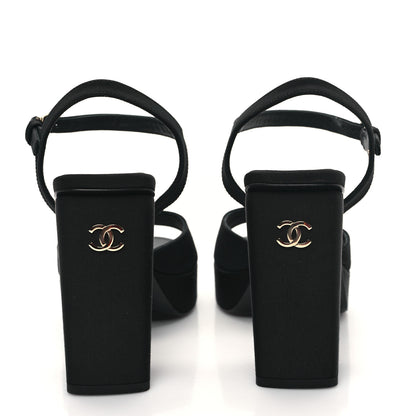 Chanel Grosgrain Platform Sandals 39 Black 5 of 11