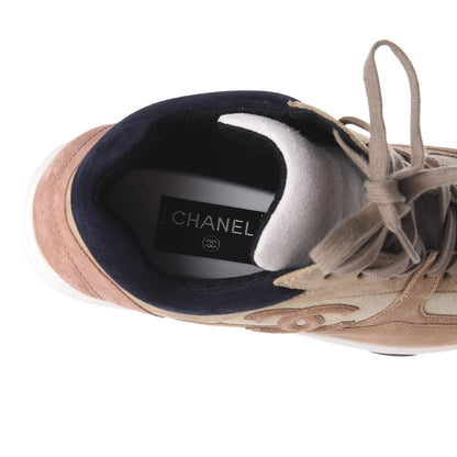 Chanel Nylon Lambskin Suede Calfskin CC Sneakers 40.5 Tan 8 of 10