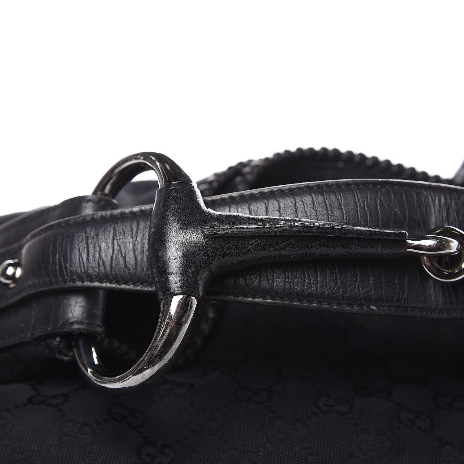 Gucci Monogram Large Horsebit Chain Hobo Black 10 of 11
