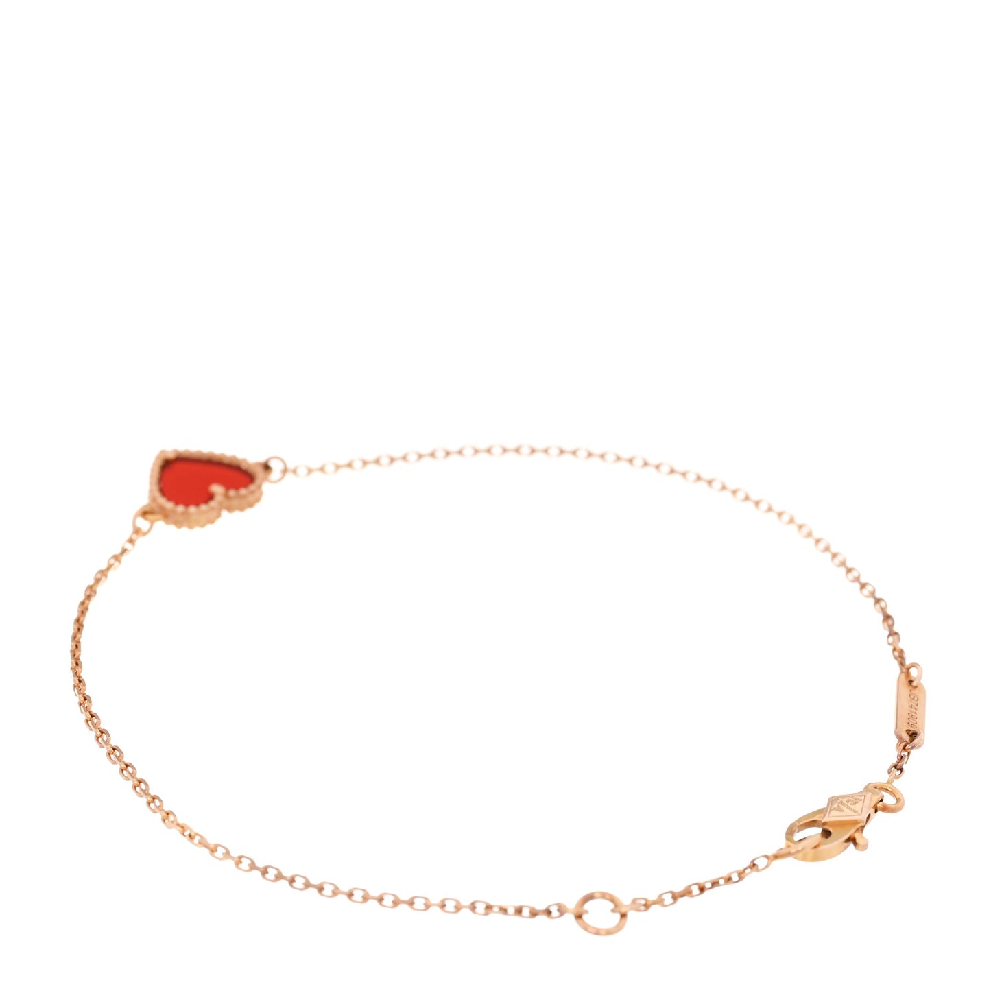 18K Rose Gold Carnelian Sweet Alhambra Heart Bracelet