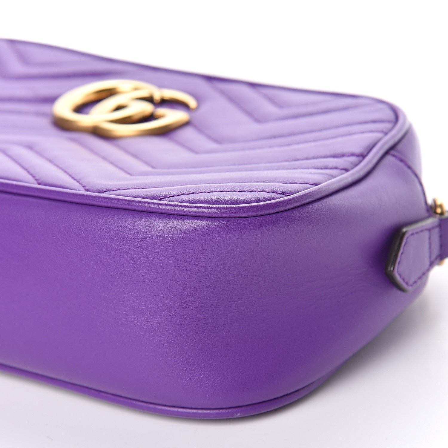 Gucci Calfskin Matelasse Small GG Marmont Chain Shoulder Bag Shine Purple 9 of 10