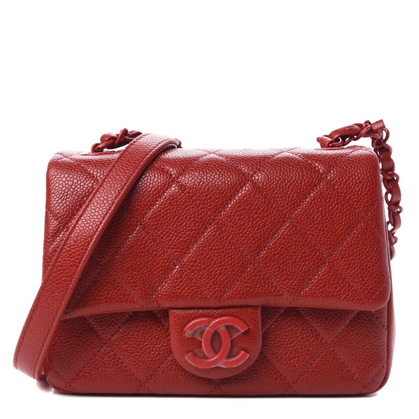 Caviar Quilted Mini Incognito Square Flap Red